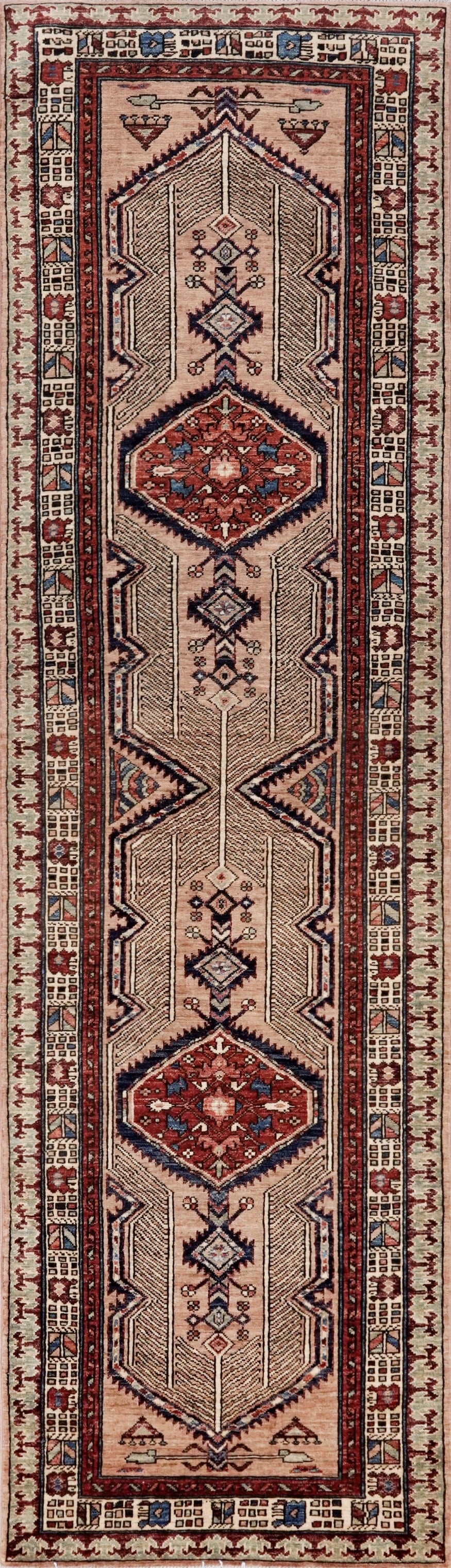 10 Ft Orange Oriental Runner Rug - Hand Knotted Afghan Rug