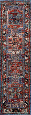 10 Ft Blue Oriental Runner Rug - Hand Knotted Afghan Rug
