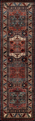10 Ft Blue Oriental Runner Rug - Hand Knotted Afghan Rug