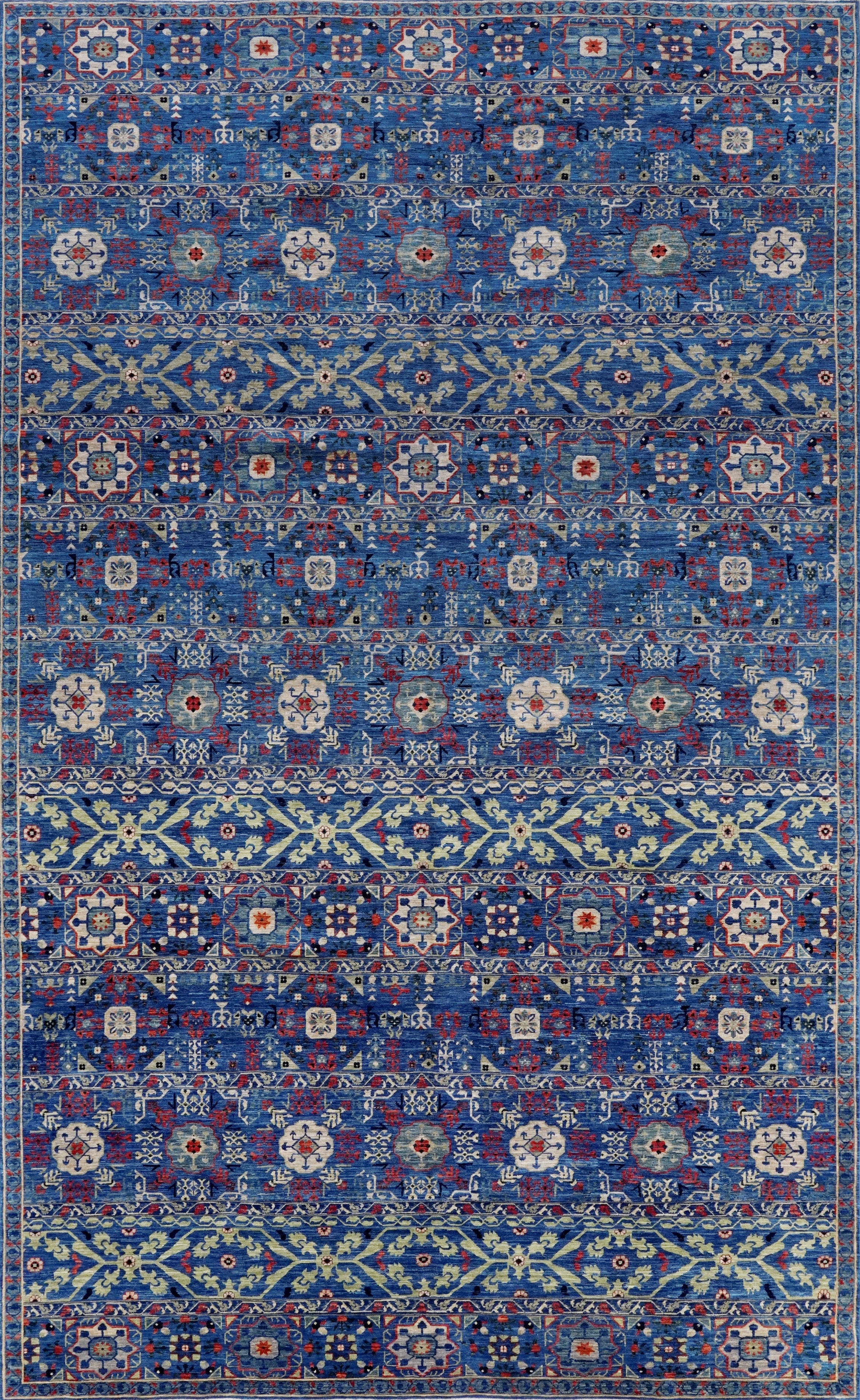 8x14 Ft Blue Mamluk Rug - Hand Knotted Area Rug