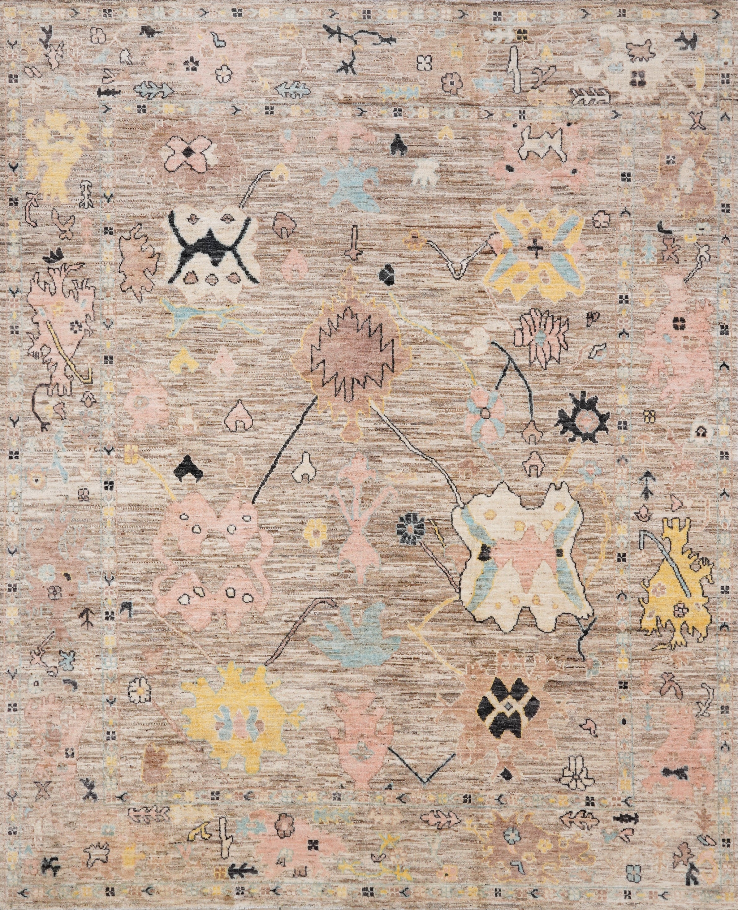 8x10 Ft Brown Oushak Rug - Hand Knotted Afghan Rug