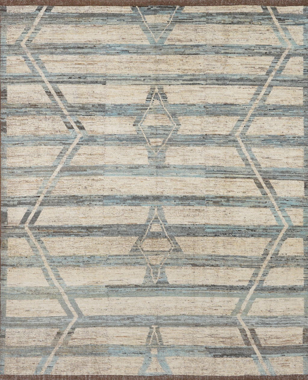 8x10 Ft Beige & Blue Moroccan Rug - Hand Knotted Area Rug
