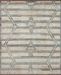 8x10 Ft Beige & Blue Moroccan Rug - Hand Knotted Area Rug