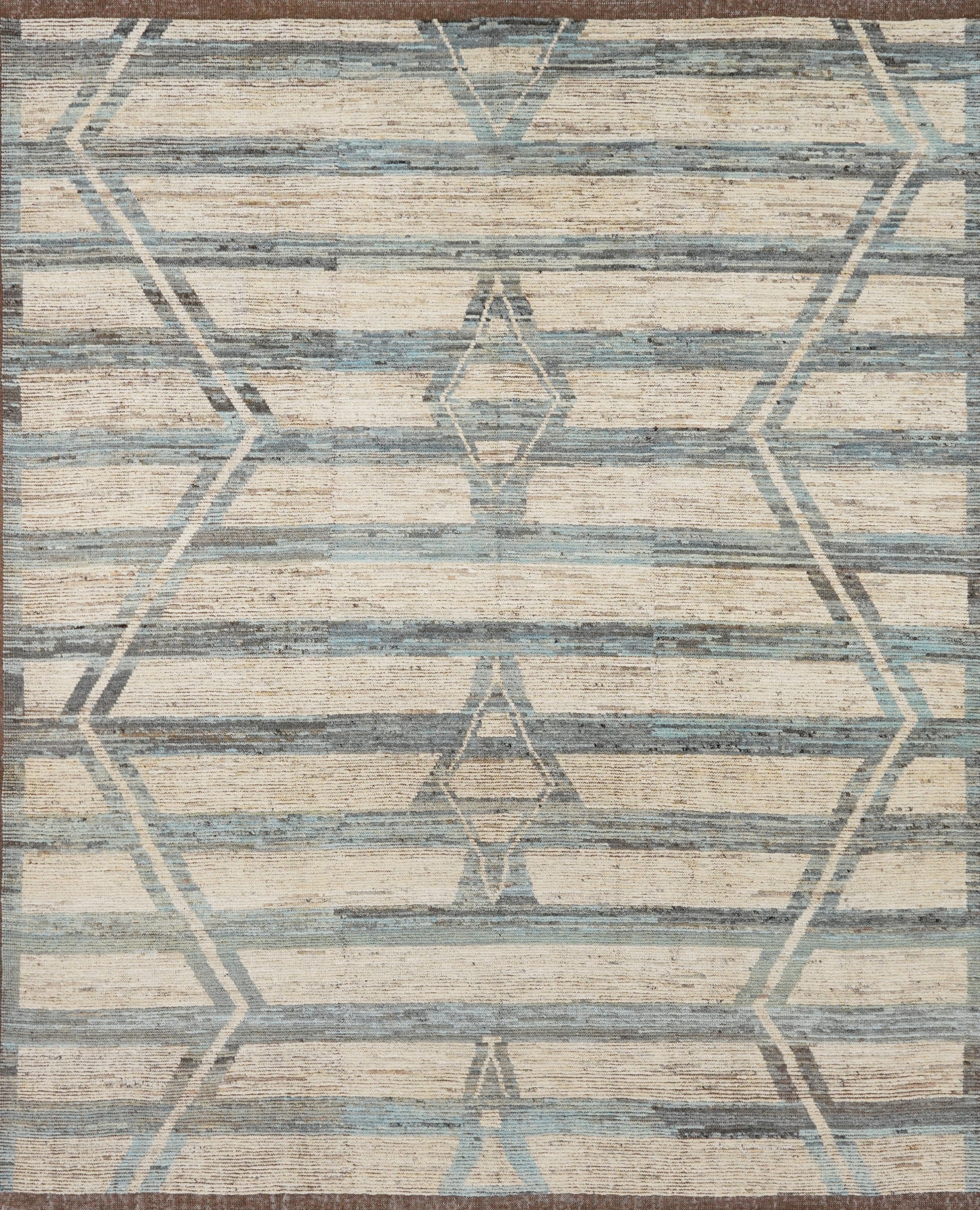 8x10 Ft Beige & Blue Moroccan Rug - Hand Knotted Area Rug