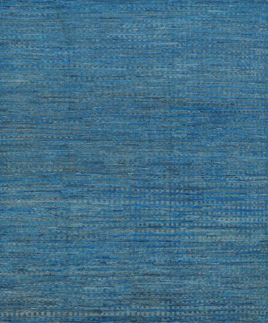 8x10 Ft Blue Moroccan Rug - Hand Knotted Area Rug