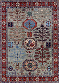 5x7 Ft Green Oriental Rug - Hand Knotted Afghan Rug - Floral Design