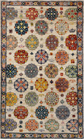3x5 Ft Beige Floral Rug - Hand Knotted Afghan Rug
