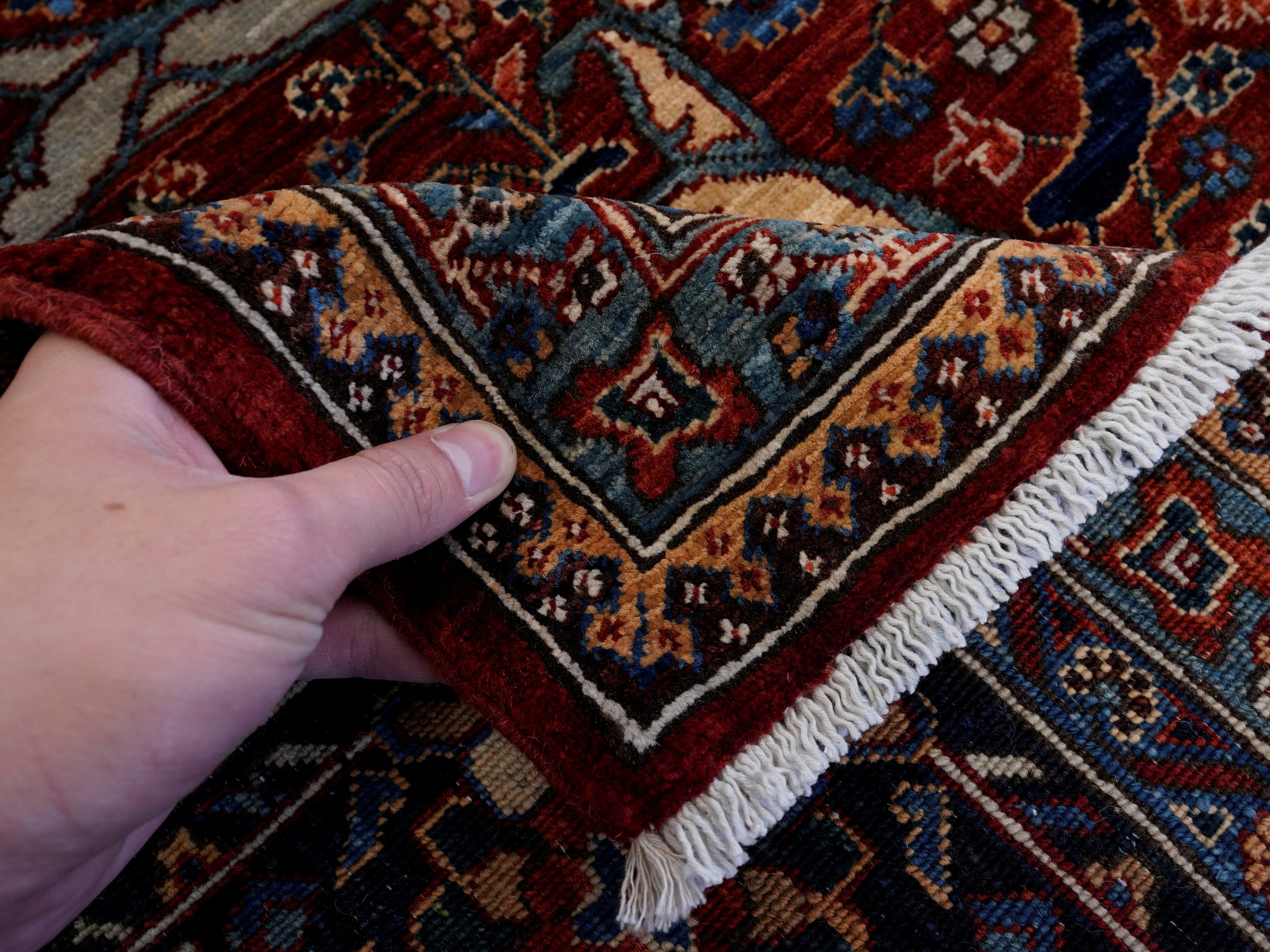 8x10 Ft Red Afghan Oriental Rug - Hand Knotted Area Rug