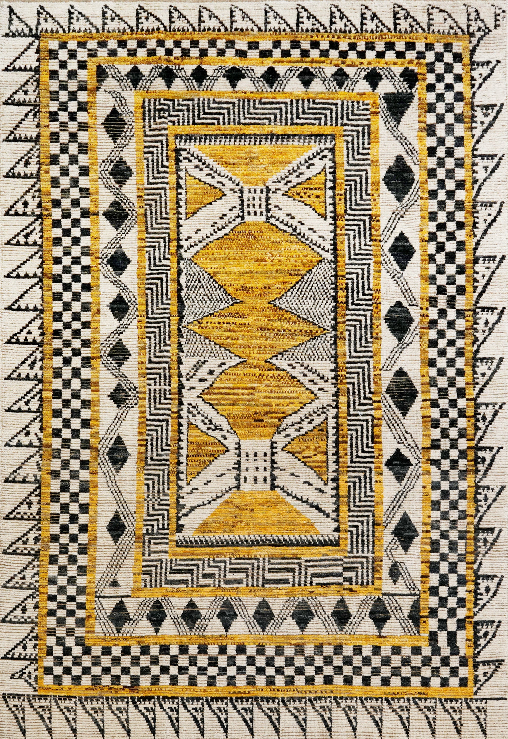 6x9 Ft Beige Yellow Moroccan Rug - Afghan Wool Rug