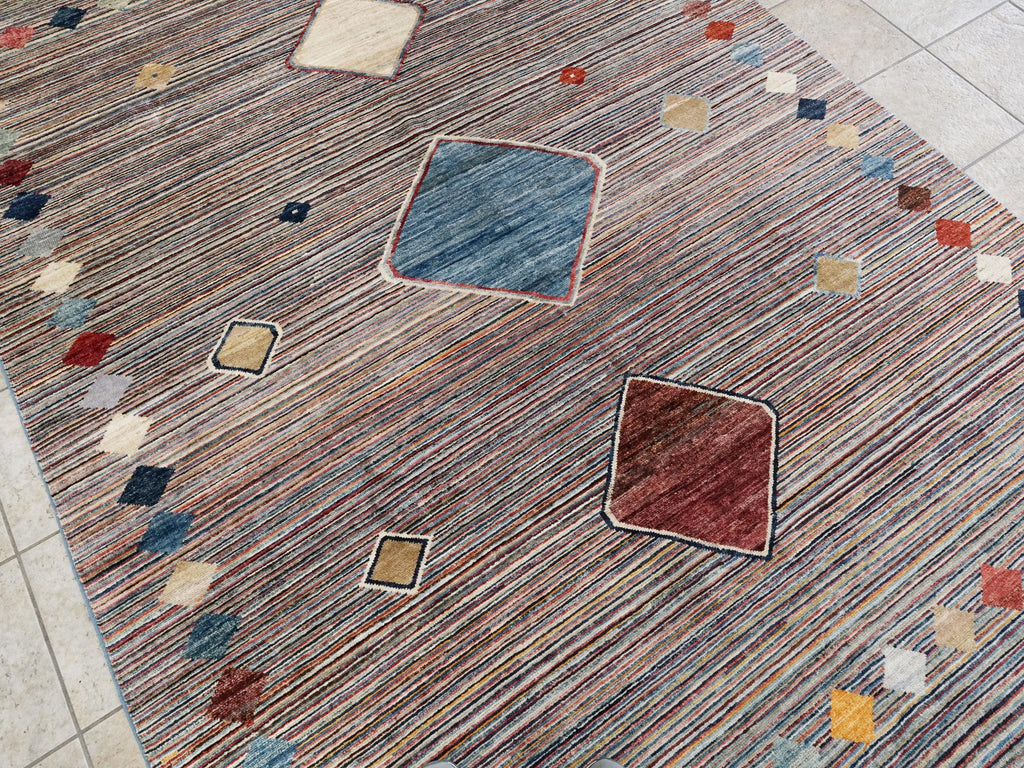 7x10 Multicolor Gabbeh Rug - Afghan Wool Tribal Rug