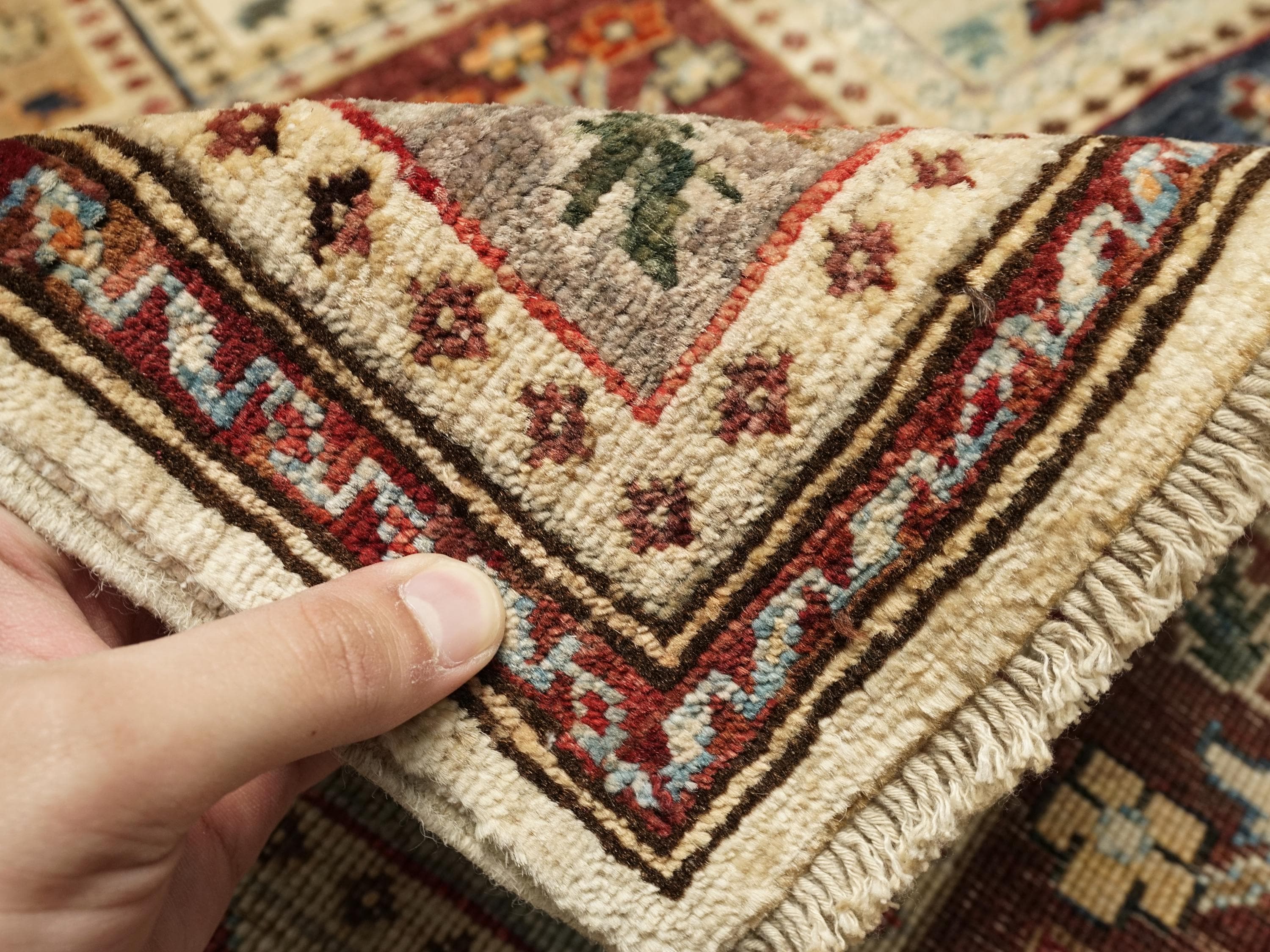 3x5 Ft Beige Heriz Rug - Afghan Wool Rug - Garden Design