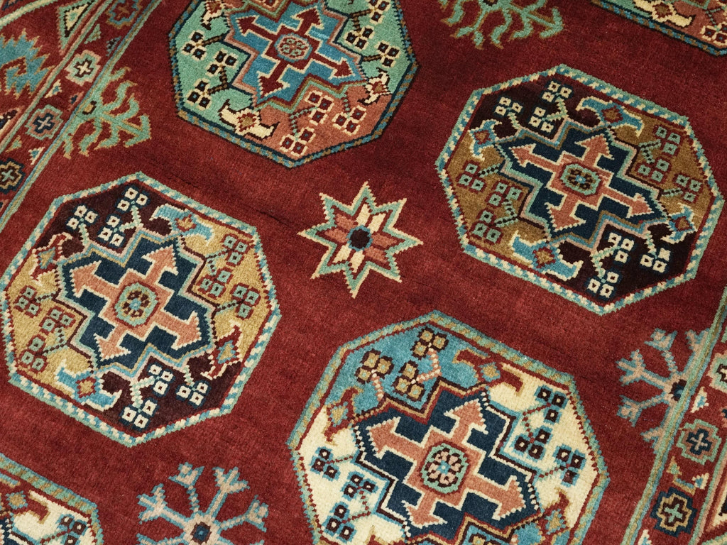 3x5 Ft Red Ersari Rug - Hand Knotted Oriental Wool Rug