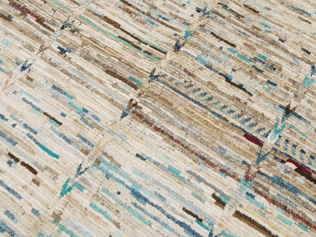 5x8 Ft Beige & Blue Moroccan Rug - Wool Area Rug