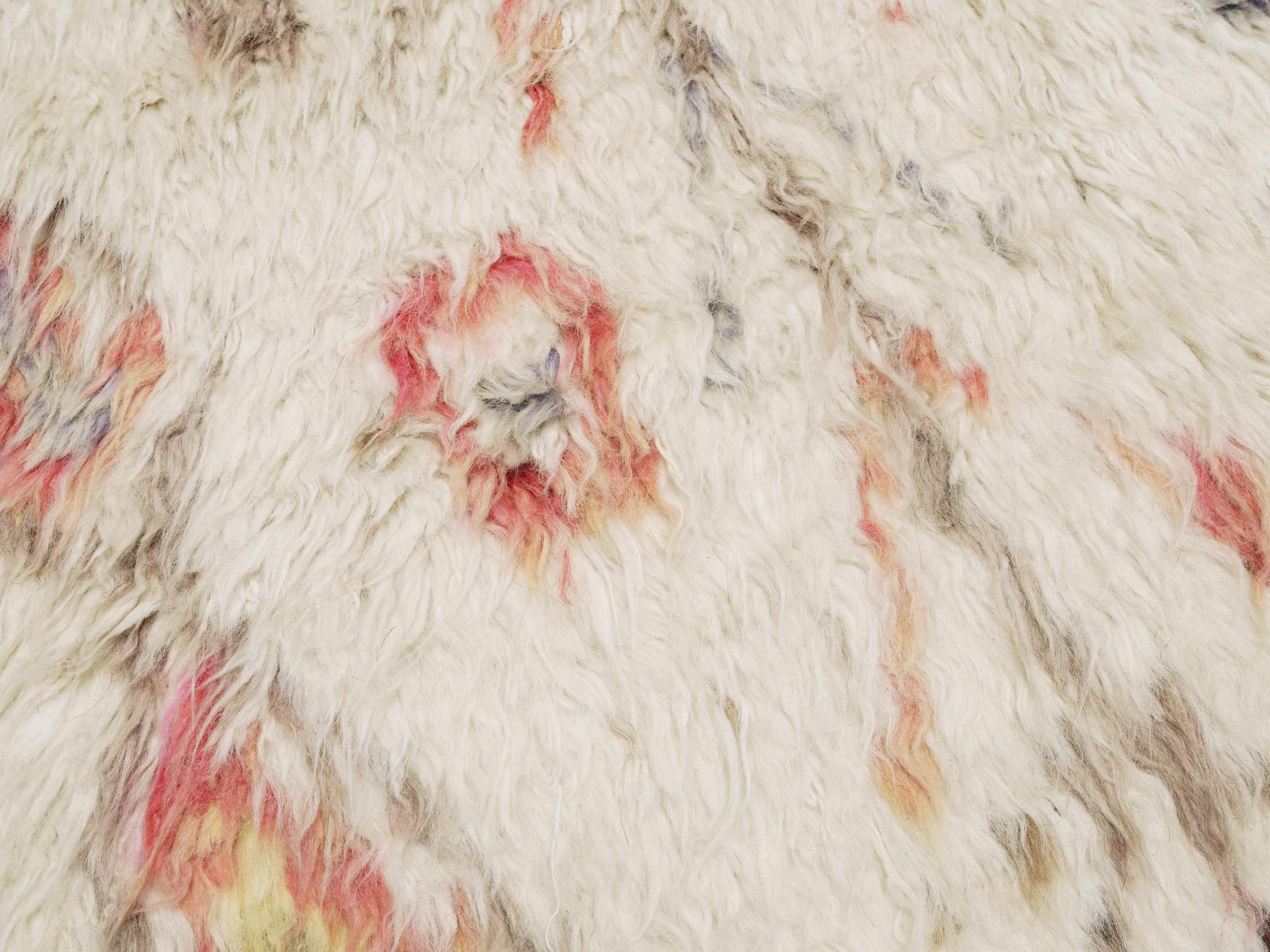 4x6 Ft Hand Knotted Moroccan Rug - Beige Shaggy Rug