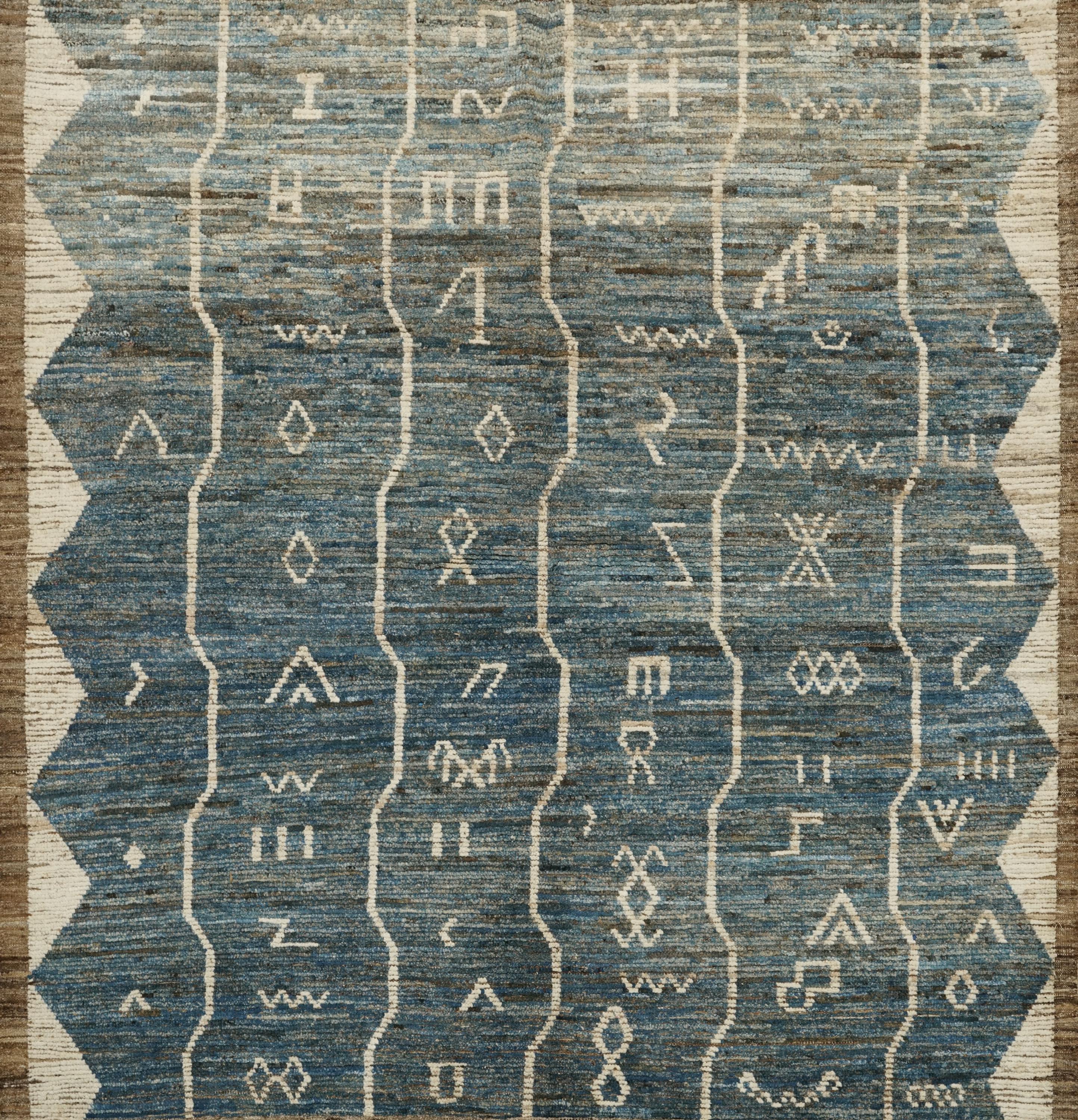 7x7 Ft Blue Moroccan Rug - Wool Square Rug