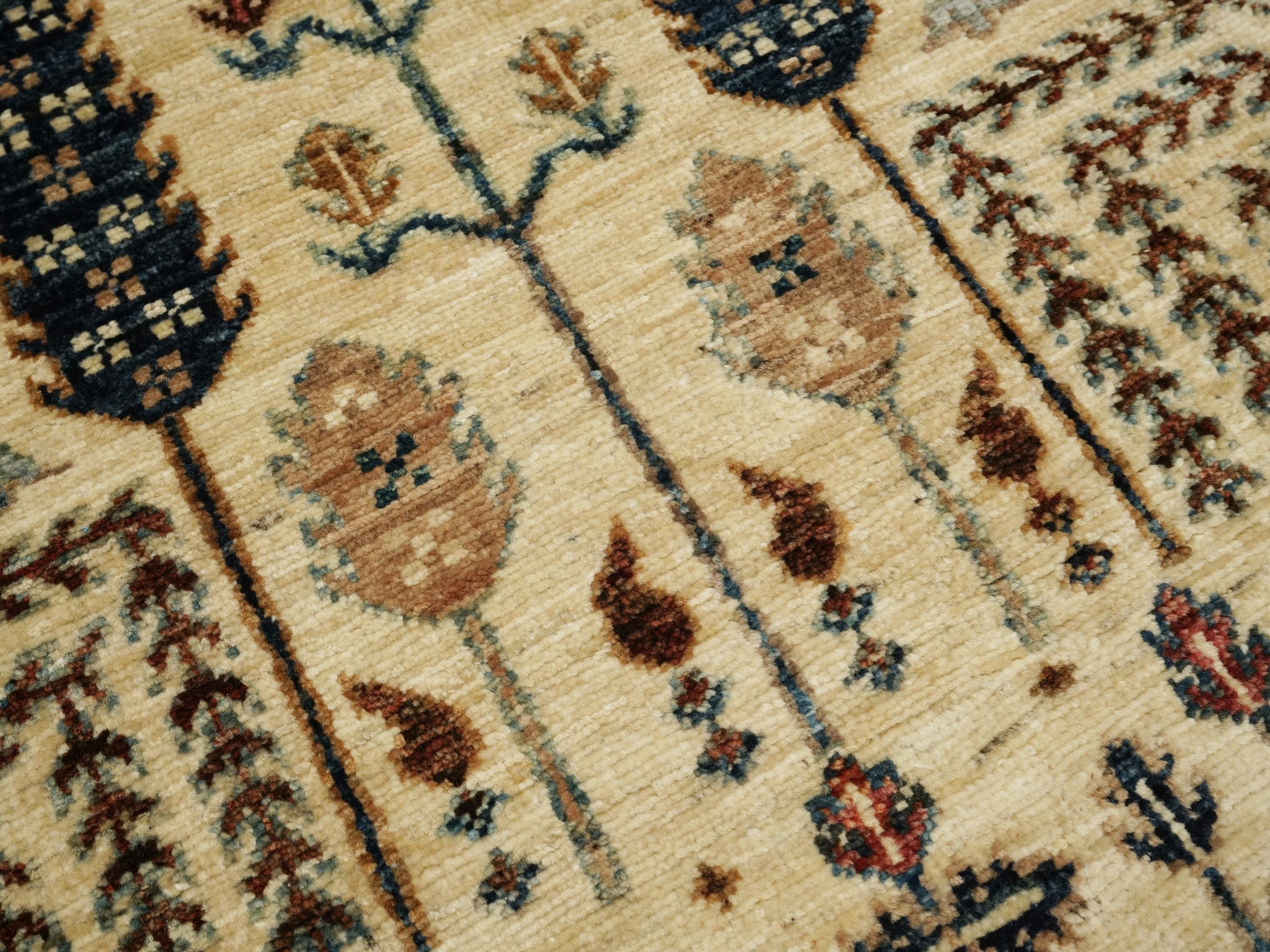 15 Ft Beige Serapi Runner Rug - Handmade Afghan Rug - Persian Design