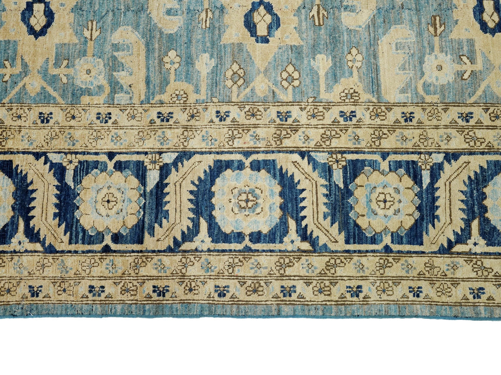 12x17 Ft Blue Serapi Rug - Afghan Antique Rug - Persian Design