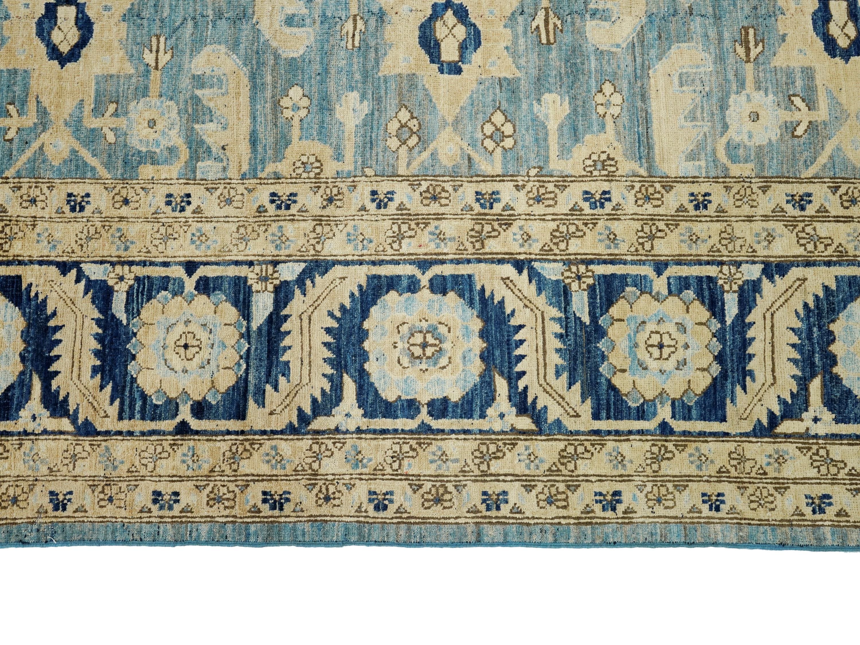 12x17 Ft Blue Serapi Rug - Afghan Antique Rug - Persian Design