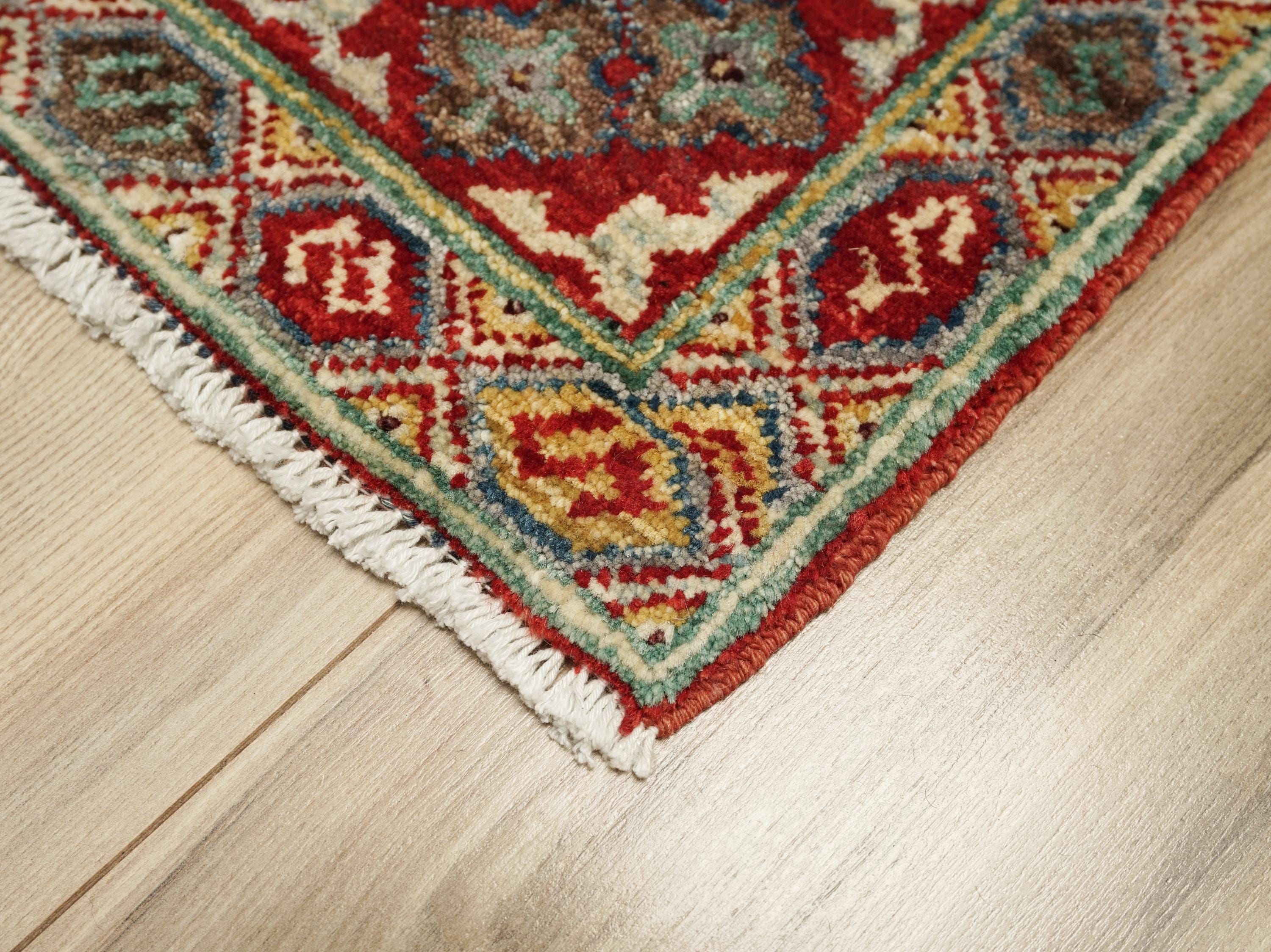 2x3 Ft Red Kazak Rug - Afghan Wool Accent Rug