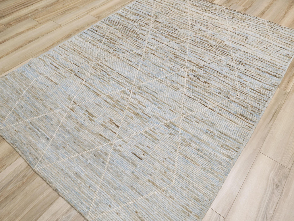 6x9 Ft Light Blue Moroccan Rug - Afghan Handmade Wool Rug