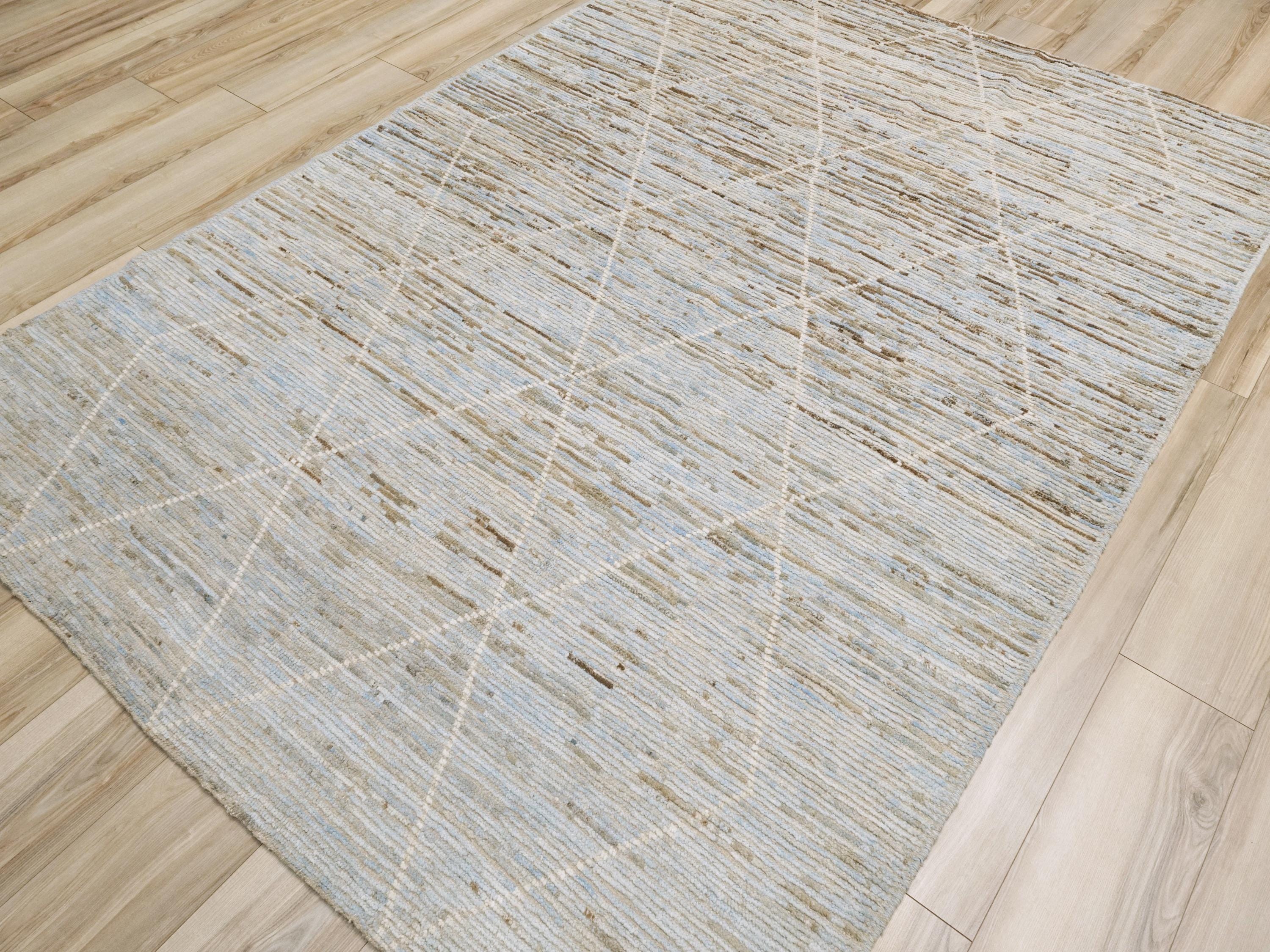 6x9 Ft Light Blue Moroccan Rug - Afghan Handmade Wool Rug
