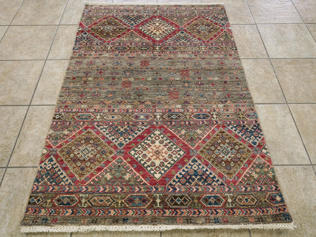 3x5 Ft Hand Knotted Khorjin Rug - Brown Oriental Rug