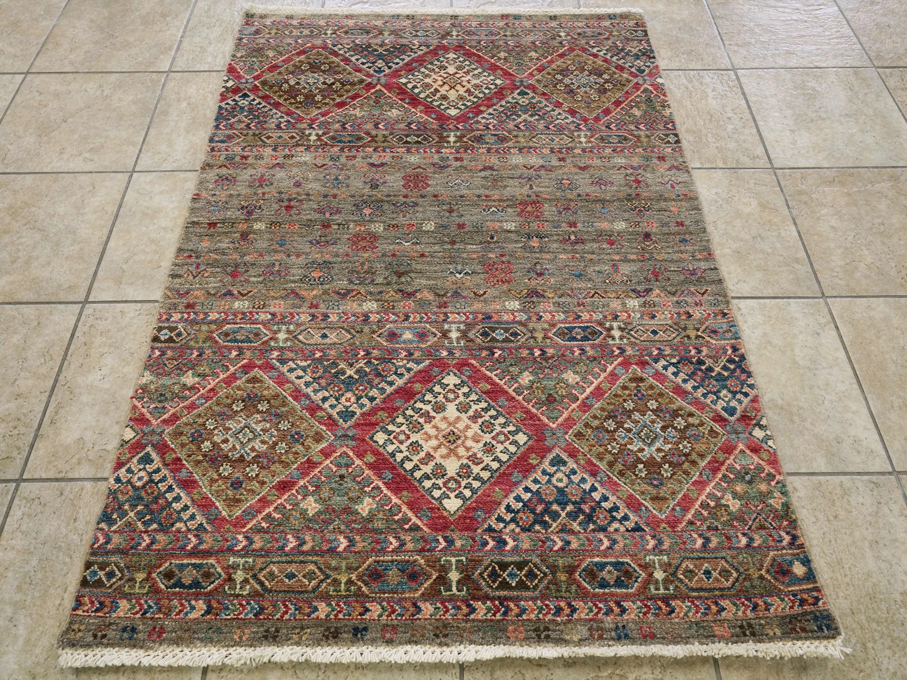 3x5 Ft Hand Knotted Khorjin Rug - Brown Oriental Rug