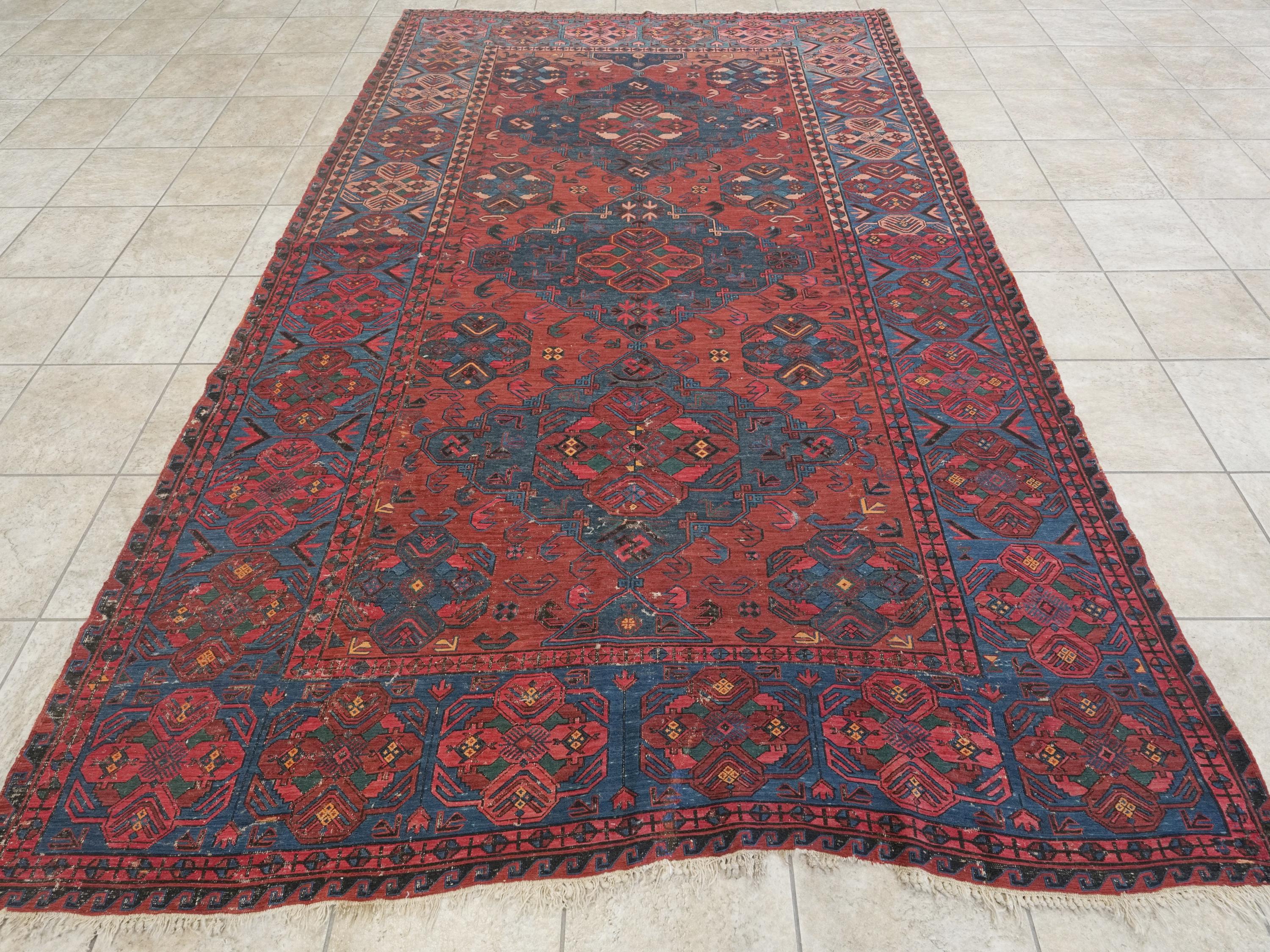 7x10 Ft Antique Red Soumak Rug - Afghan Flat Weave - Ghazni Wool Rug