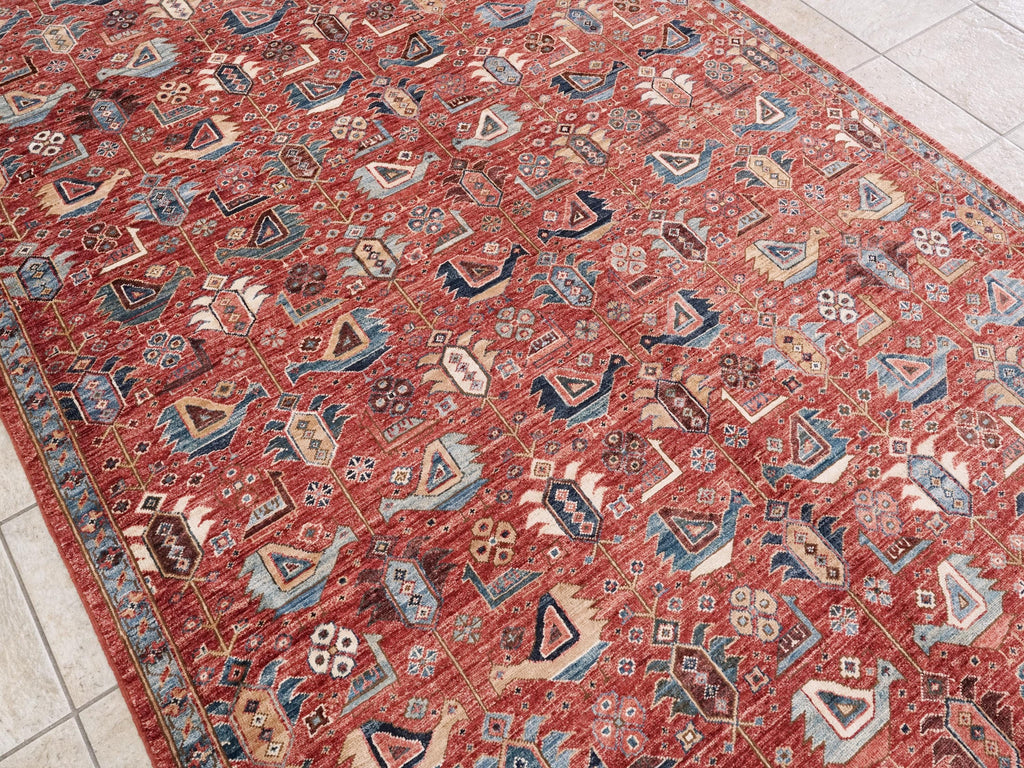 6x9 Ft Hand-Knotted Red Bidjar Rug - Oriental Rug