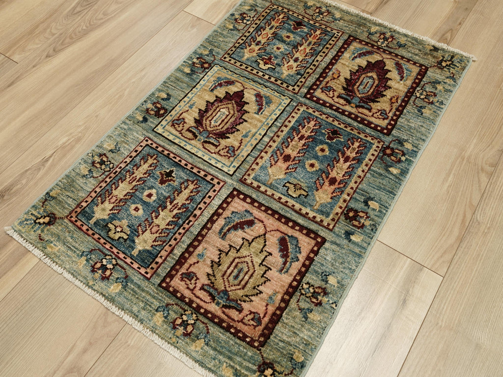 2x3 Ft Blue Heriz Rug - Handmade Afghan Rug - Garden Design