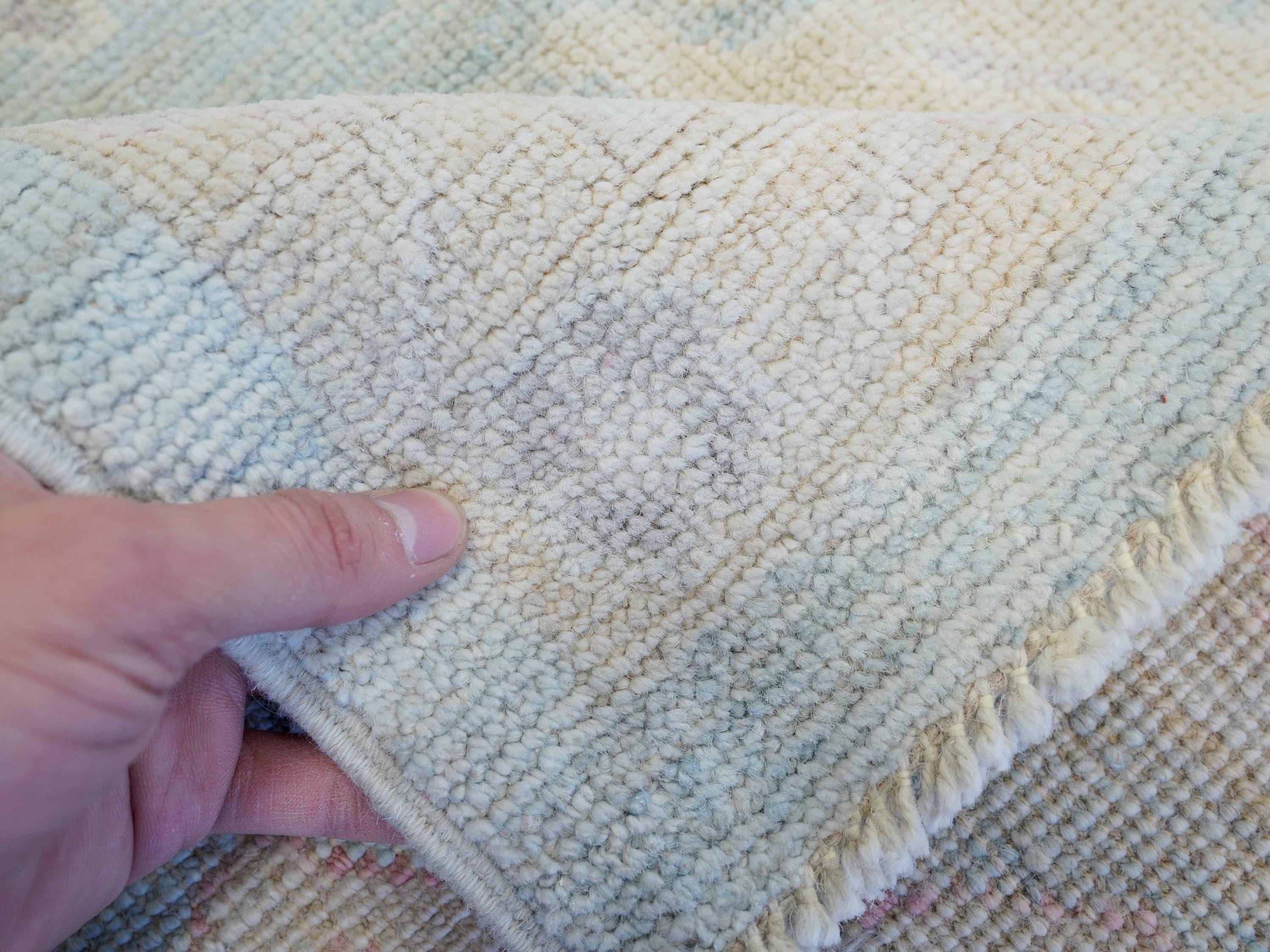 9x12 Ft Muted Blue Oushak Rug - Handmade Area Rug - Turkish Design