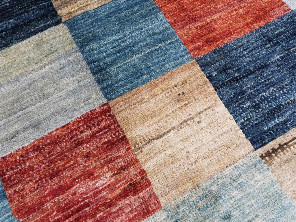 8x10 Ft Hand Knotted Colorful Gabbeh Rug - Geometric Design