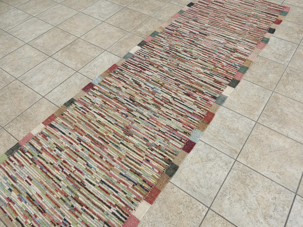 10 Ft Colorful Moroccan Runner Rug - Hand Knotted Wool Hallway Rug