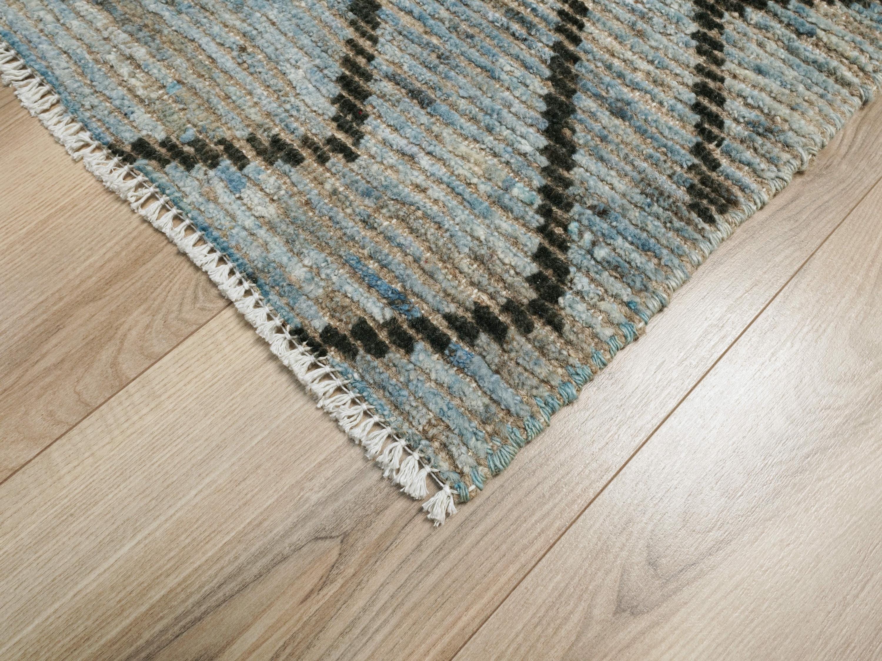 3x5 Ft Hand Knotted Moroccan Rug - Light Blue Area Rug
