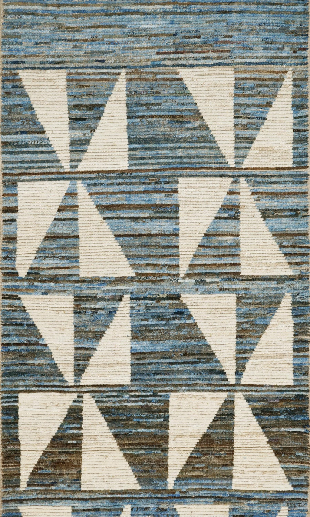 3x6 Ft Hand Knotted  Moroccan Rug - Blue & White Area Rug