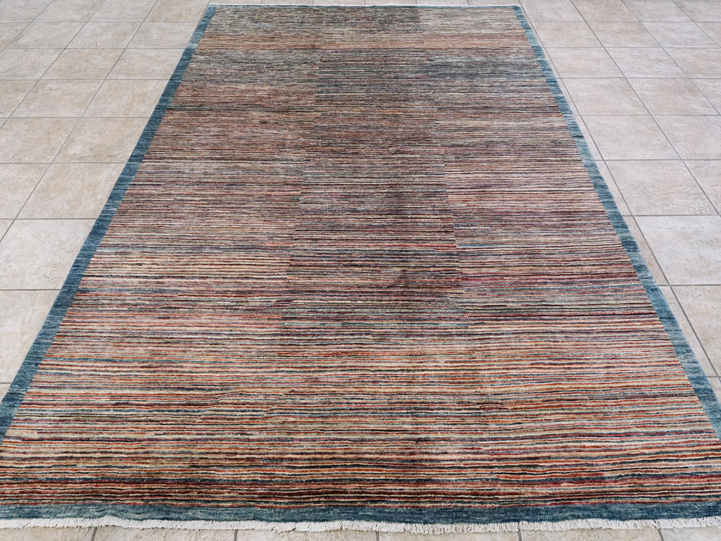 7x10 Ft Handmade Gabbeh Rug - Afghan Wool Area Rug - Plain Design