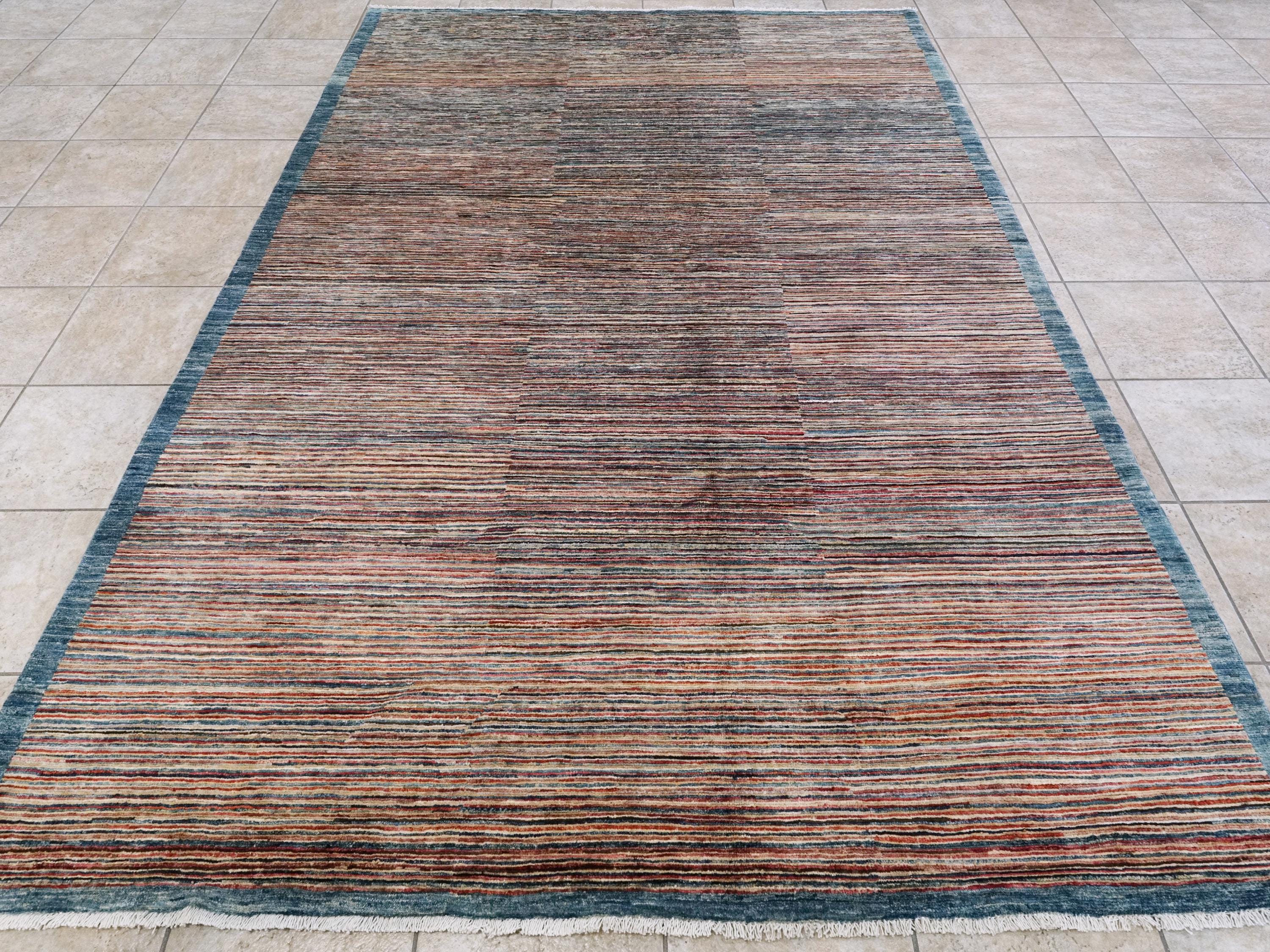 7x10 Ft Handmade Gabbeh Rug - Afghan Wool Area Rug - Plain Design