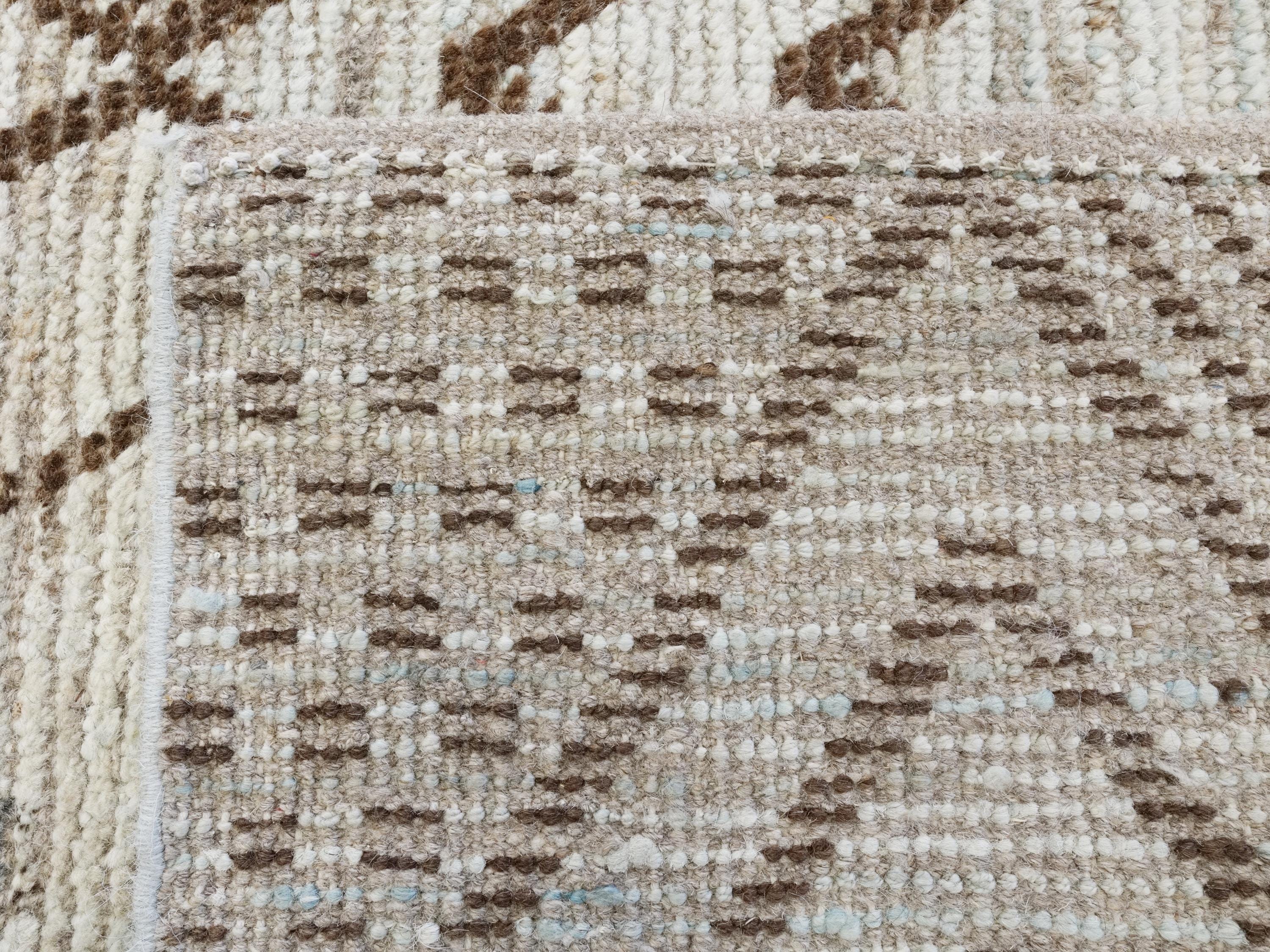 16 Ft Light Blue Moroccan Runner Rug - Hand Knotted Wool Rug