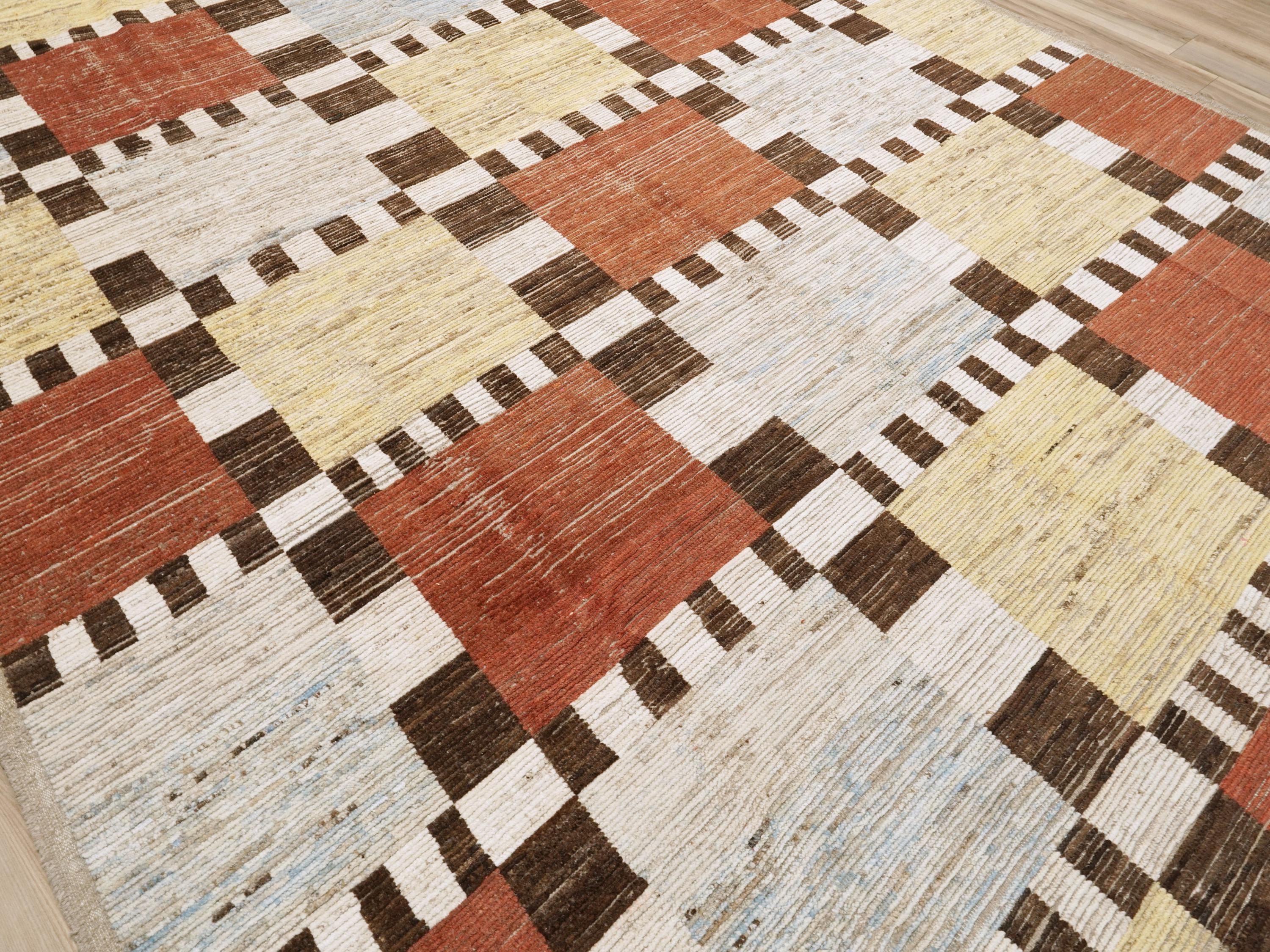10x14 Ft Red & Yellow Moroccan Rug - Contemporary Area Rug