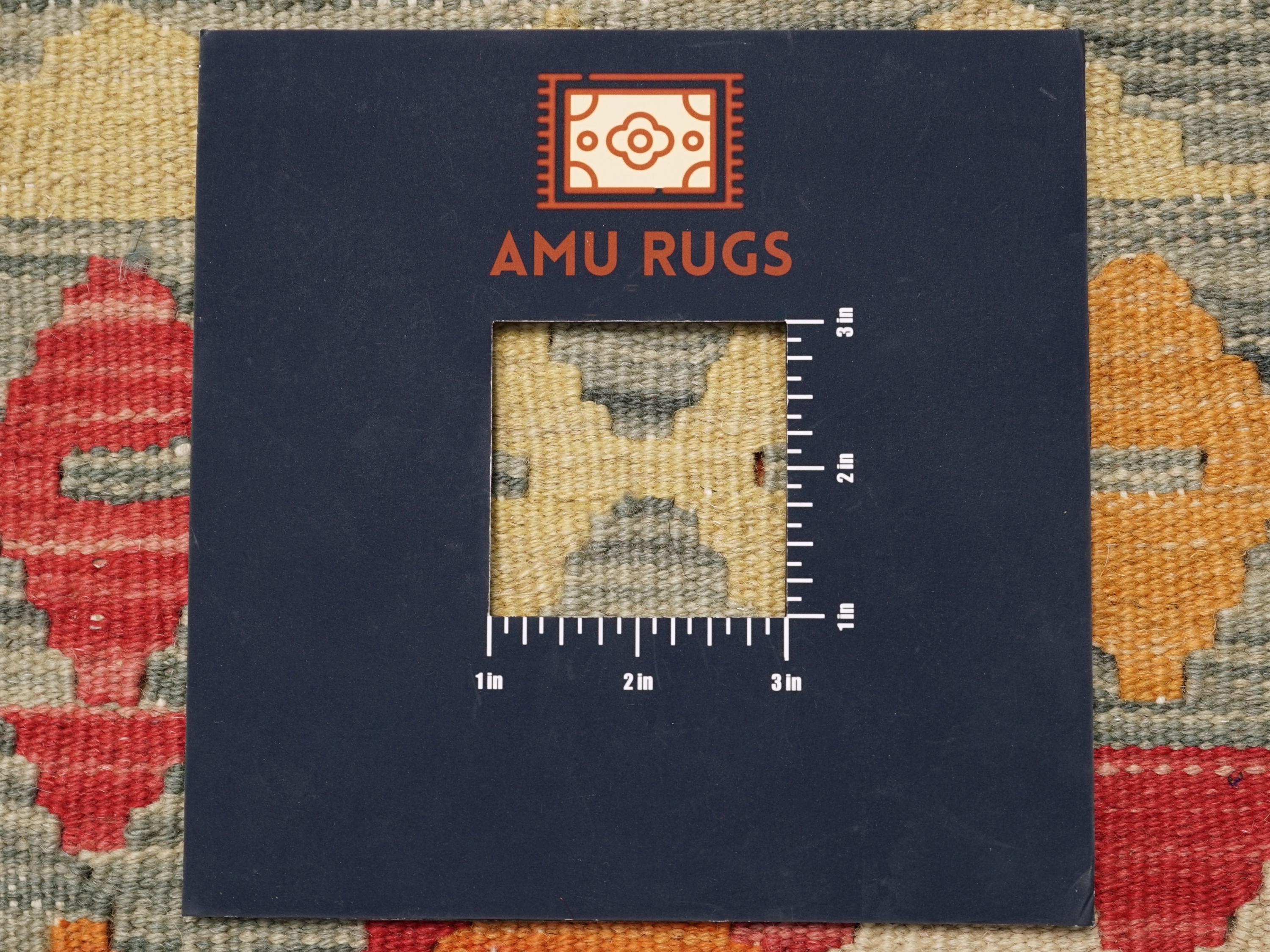 6x8 Ft Orange Tribal Kilim Rug - Flat Weave Afghan Rug