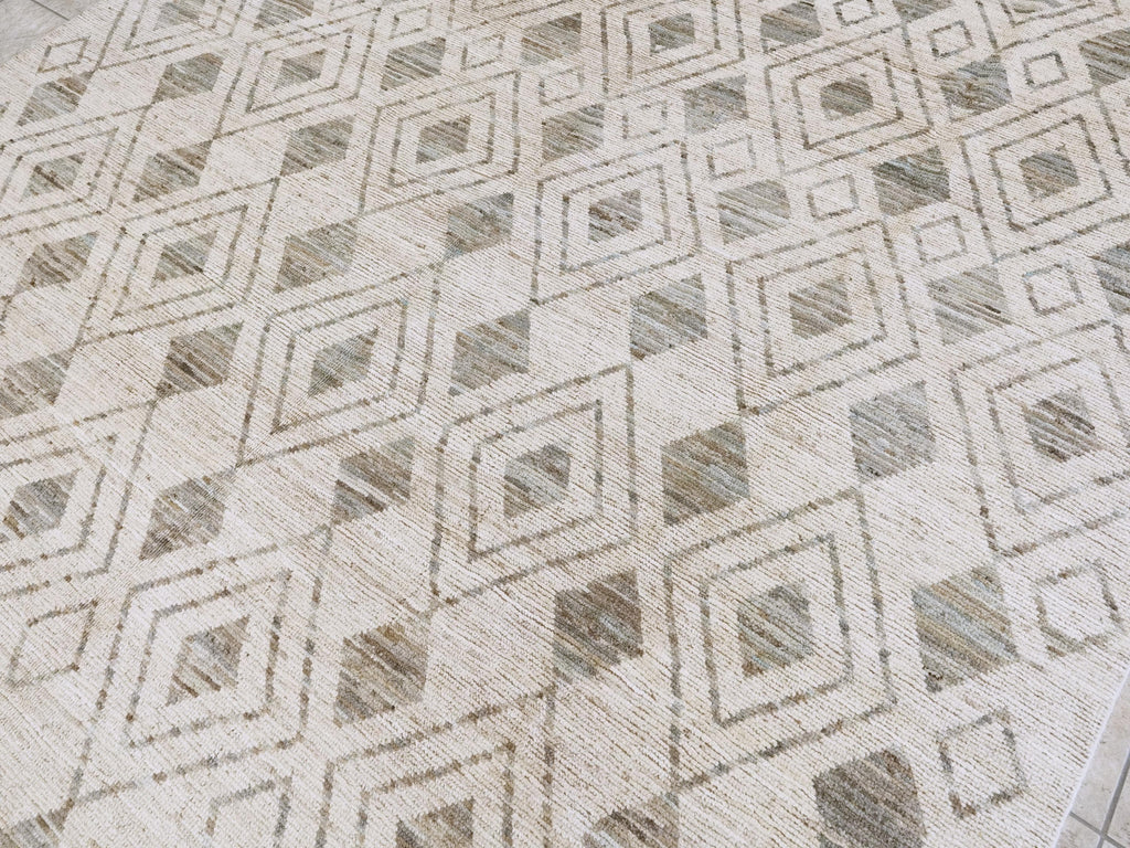 9x12 Ft Beige & Gray Moroccan Rug - Hand Knotted Wool Area Rug