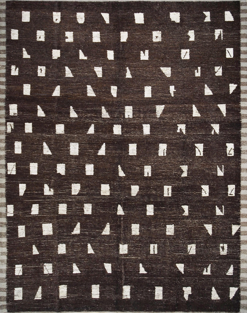 9x12 Ft Dark Brown Moroccan Rug - Hand Knotted Afghan Area Rug