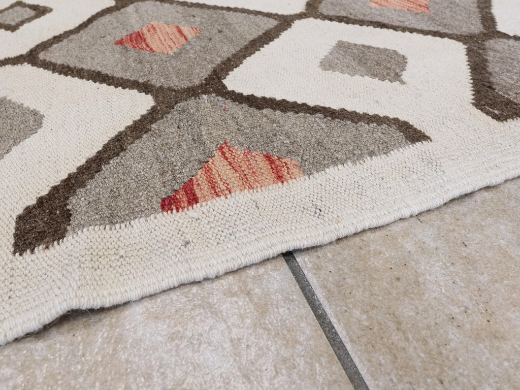 8x10 Ft Brown & Beige Kilim Rug - Flat Weave Area Rug - Tribal Design