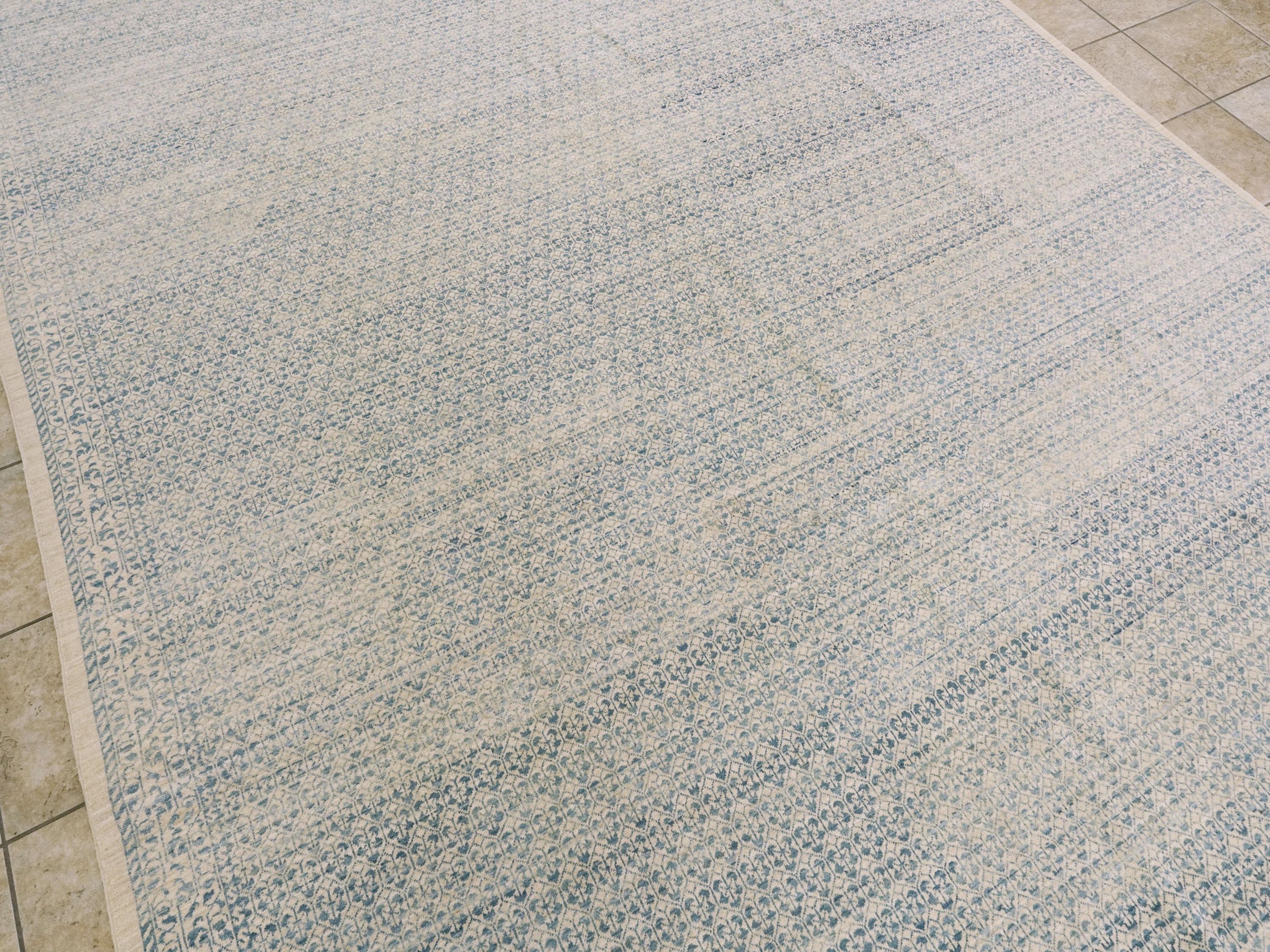 9x12 Ft Light Blue Gabbeh Rug - Hand Knotted Area Rug