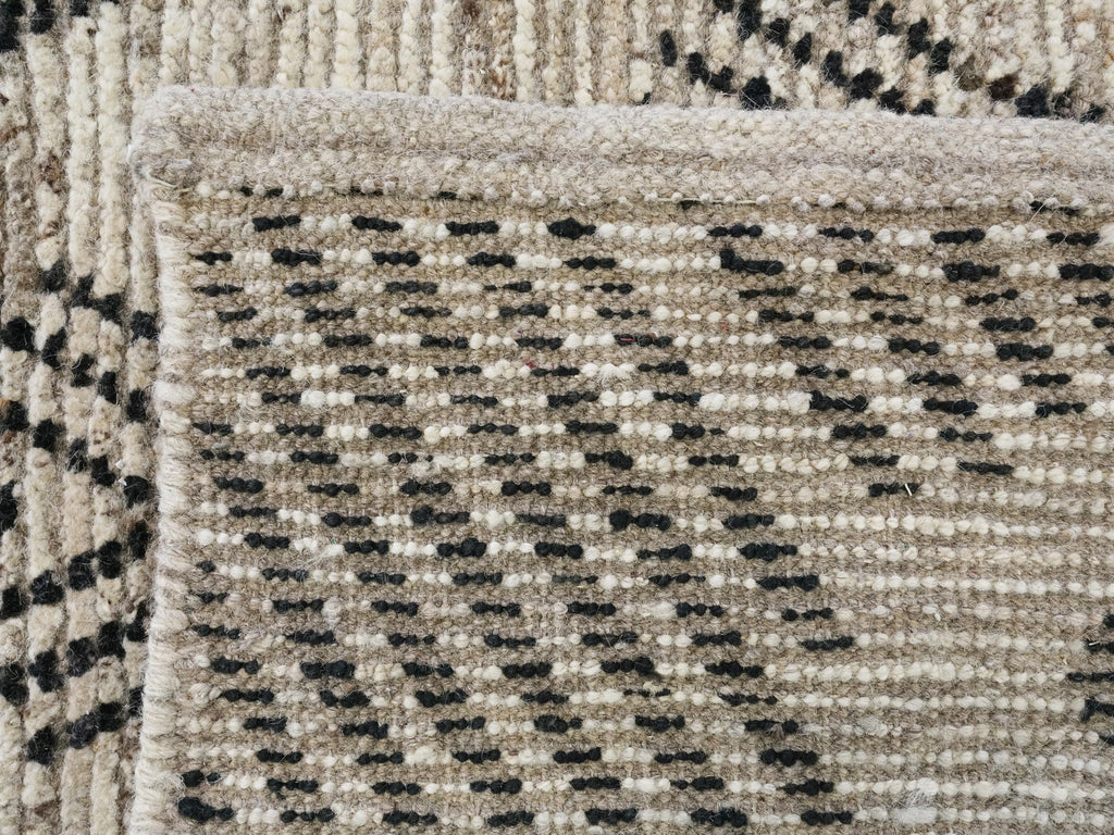Hand Knotted Beige Moroccan Rug - 7x16 Ft Afghan Wool Runner