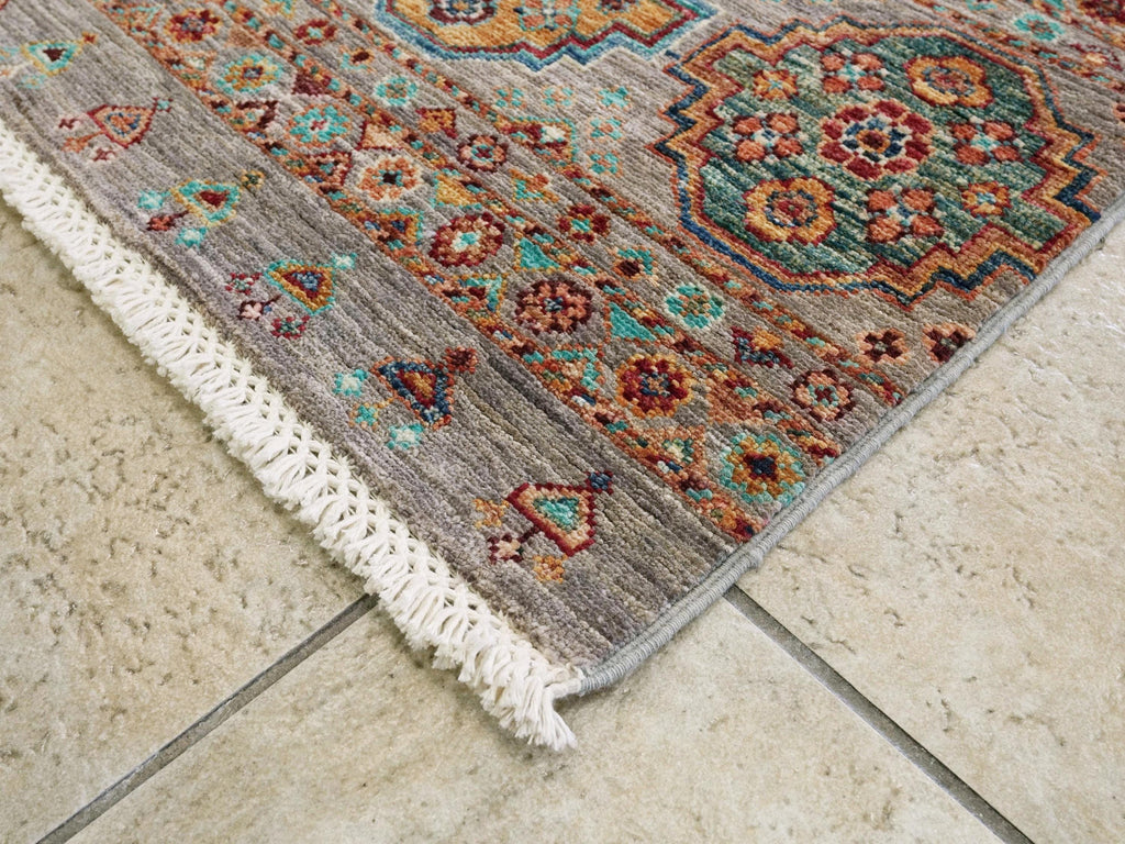 3x5 Ft Gray Khorjin Rug - Hand Knotted Wool Oriental Rug