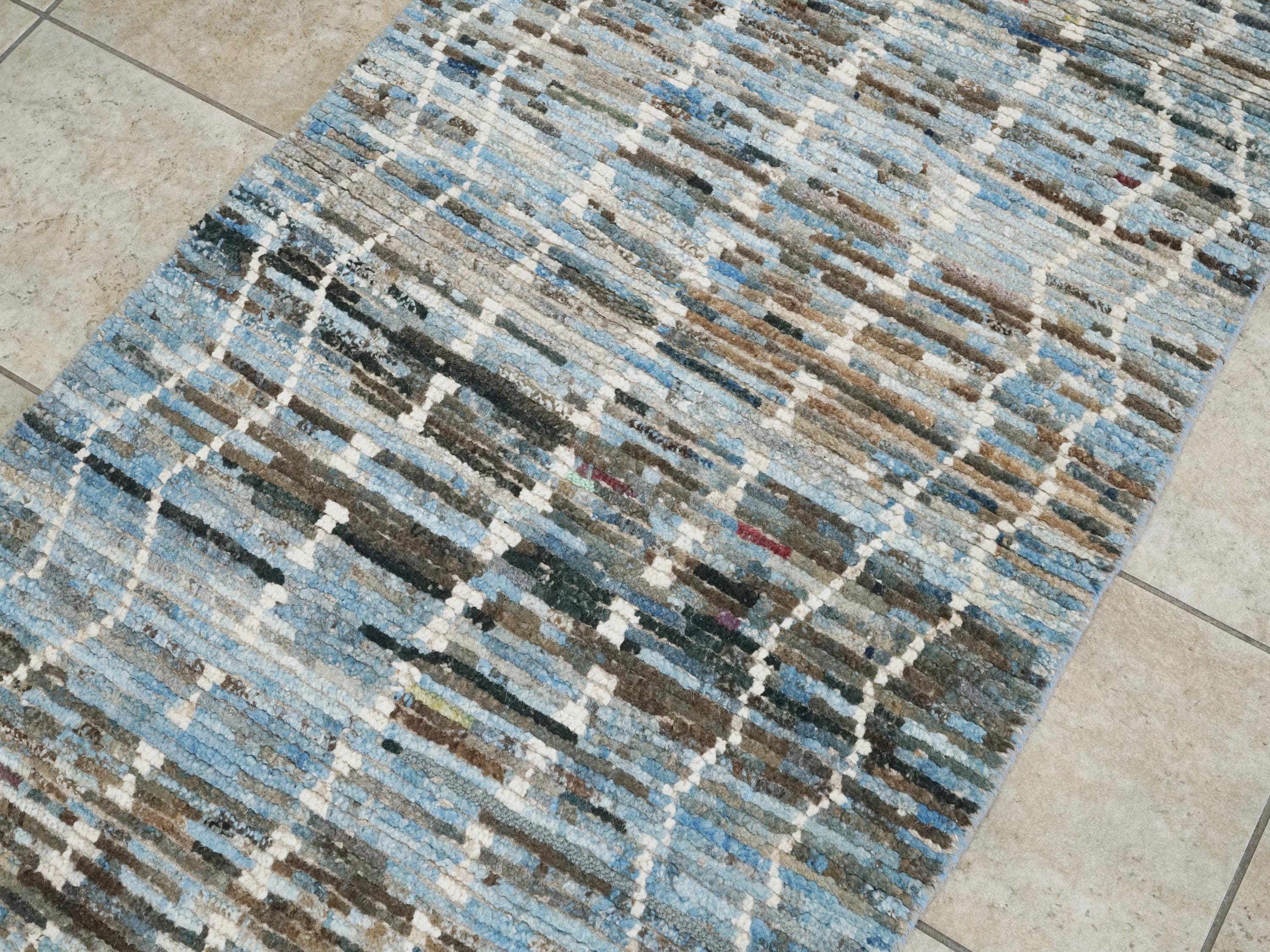 10 Ft Handmade Wool Moroccan Runner Rug - Afghan Rug