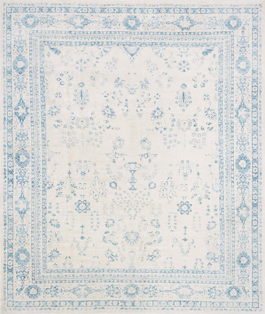 8x10 Ft Vintage Blue Serapi Rug - Hand Knotted Afghan Rug