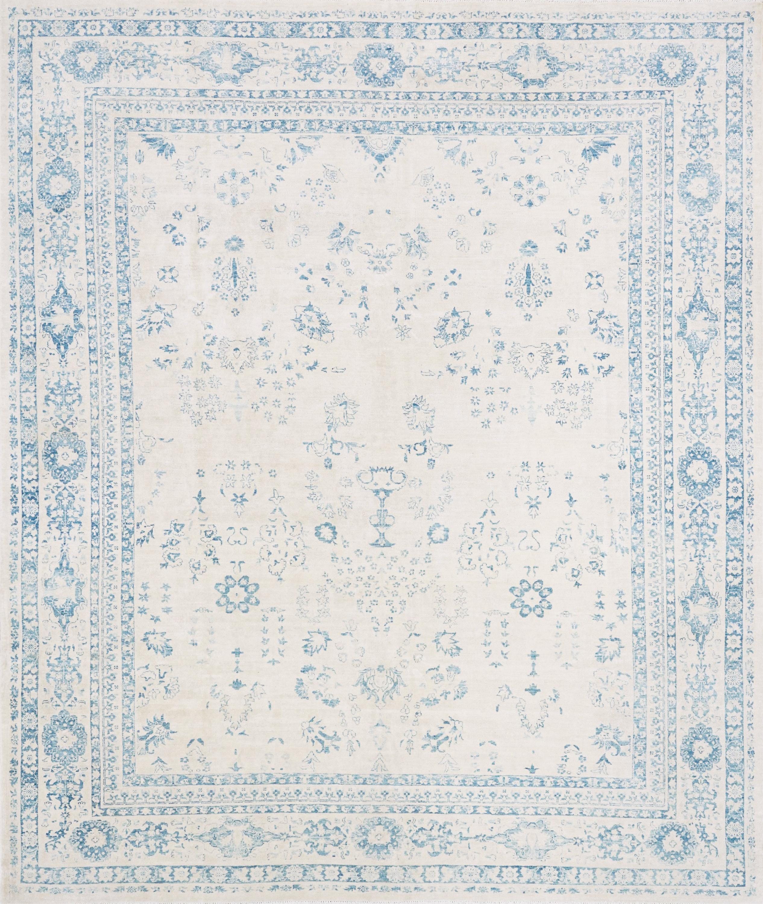 8x10 Ft Vintage Blue Serapi Rug - Hand Knotted Afghan Rug