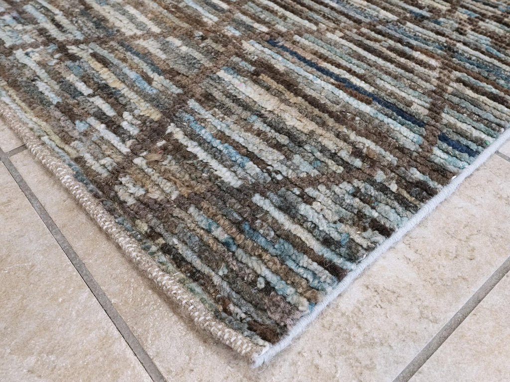 16 Ft Blue Moroccan Runner Rug - Afghan Handmade Hallway Rug - Contemporary Design